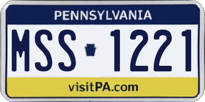 PA license plate MSS1221