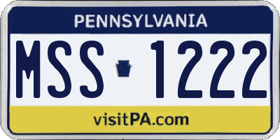 PA license plate MSS1222
