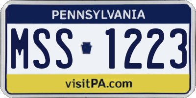 PA license plate MSS1223
