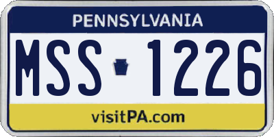 PA license plate MSS1226