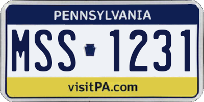 PA license plate MSS1231