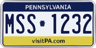 PA license plate MSS1232