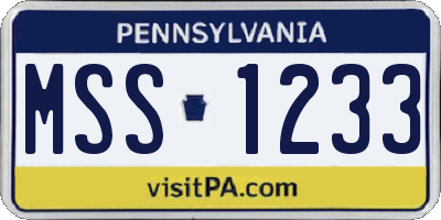PA license plate MSS1233