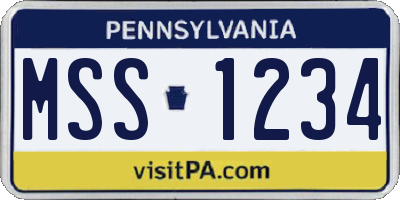 PA license plate MSS1234