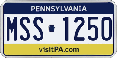 PA license plate MSS1250