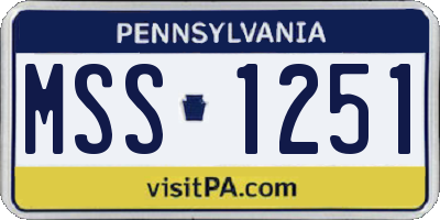 PA license plate MSS1251