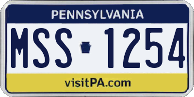 PA license plate MSS1254