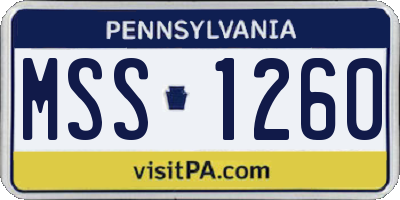 PA license plate MSS1260