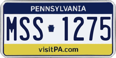PA license plate MSS1275
