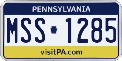 PA license plate MSS1285