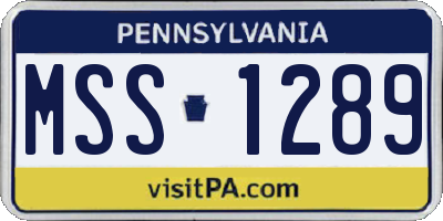 PA license plate MSS1289