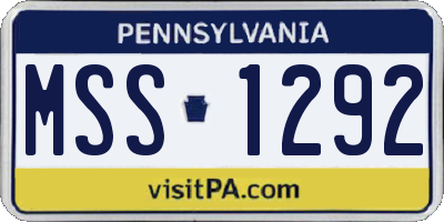 PA license plate MSS1292