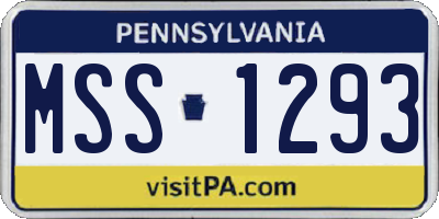 PA license plate MSS1293