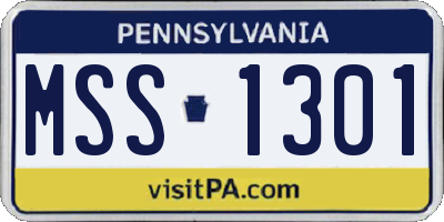 PA license plate MSS1301