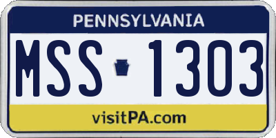 PA license plate MSS1303