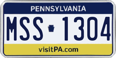 PA license plate MSS1304