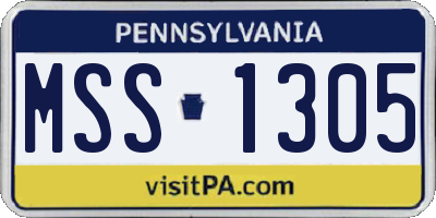 PA license plate MSS1305