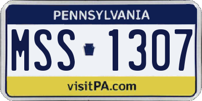PA license plate MSS1307