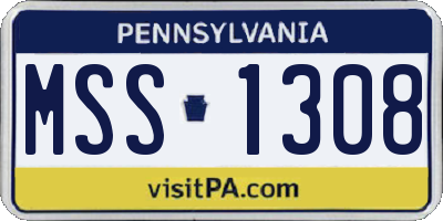 PA license plate MSS1308
