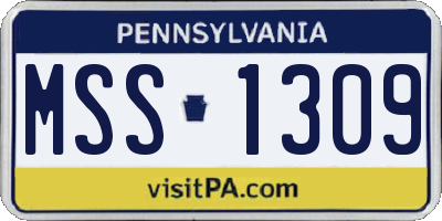 PA license plate MSS1309