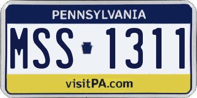 PA license plate MSS1311
