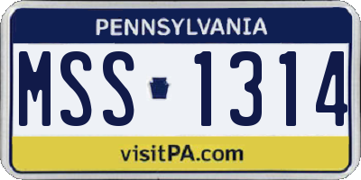 PA license plate MSS1314