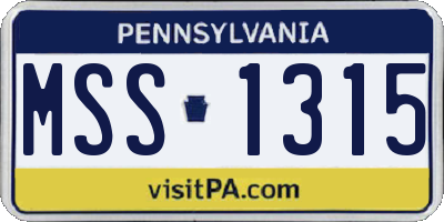 PA license plate MSS1315