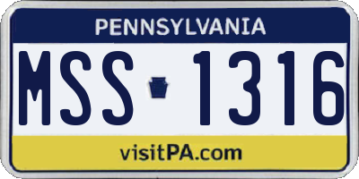 PA license plate MSS1316