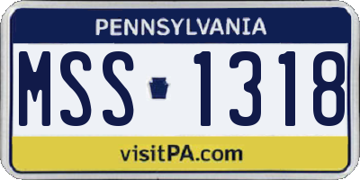 PA license plate MSS1318