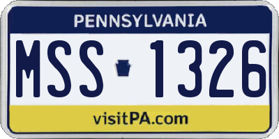 PA license plate MSS1326