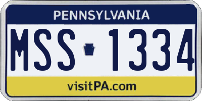 PA license plate MSS1334