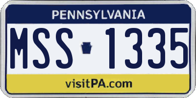 PA license plate MSS1335