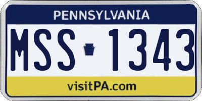 PA license plate MSS1343