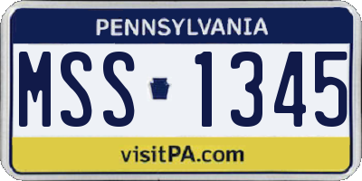 PA license plate MSS1345