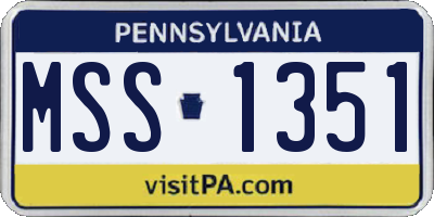 PA license plate MSS1351