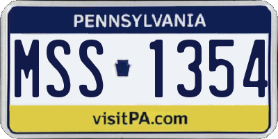 PA license plate MSS1354