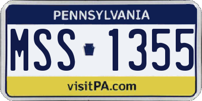 PA license plate MSS1355