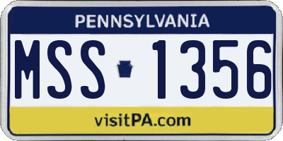 PA license plate MSS1356