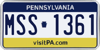 PA license plate MSS1361