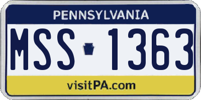 PA license plate MSS1363