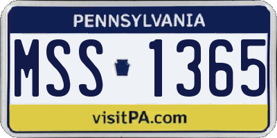 PA license plate MSS1365