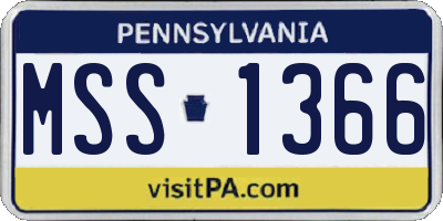PA license plate MSS1366
