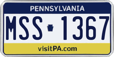 PA license plate MSS1367
