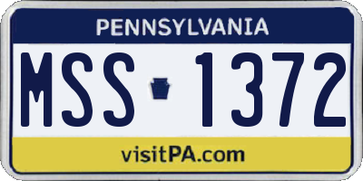 PA license plate MSS1372