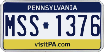 PA license plate MSS1376