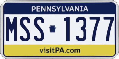 PA license plate MSS1377