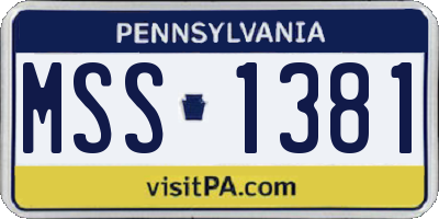 PA license plate MSS1381