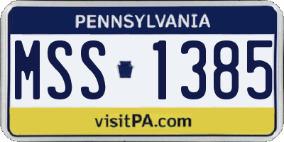 PA license plate MSS1385