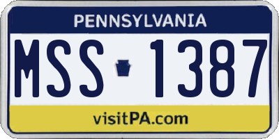 PA license plate MSS1387