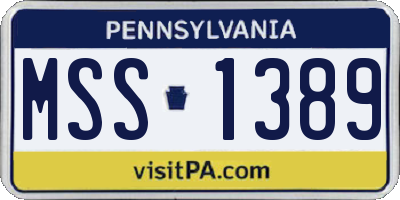PA license plate MSS1389
